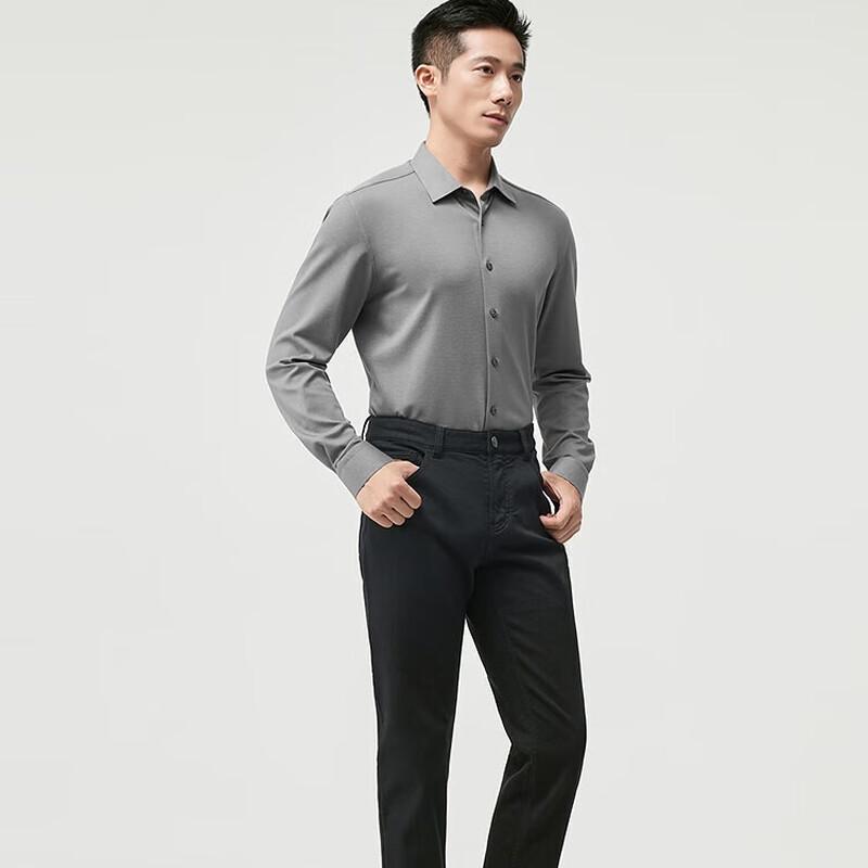 YOUNGOR Men s Cotton Blend Bonded Knit Long Sleeve Shirt 41