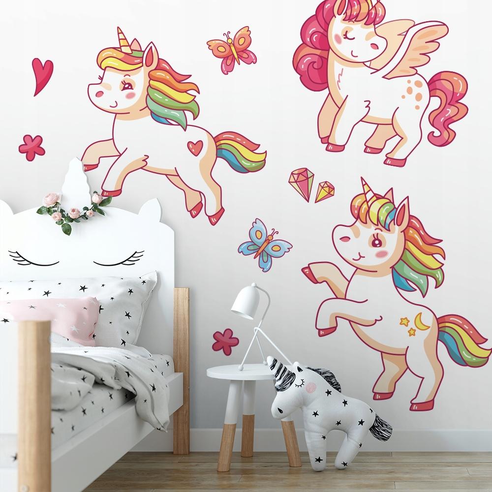 Naklejki dziecięce kolorowe jednorożce 125x250cm