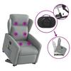 Massage Recliner with Rising Assistance Light Grey Fabric