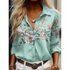 Summer Women's Shirt Flower Graphics Blouse Lapel Neck Blouse Women's Long Sleeve Shirts Womens Clothes Female Clothes