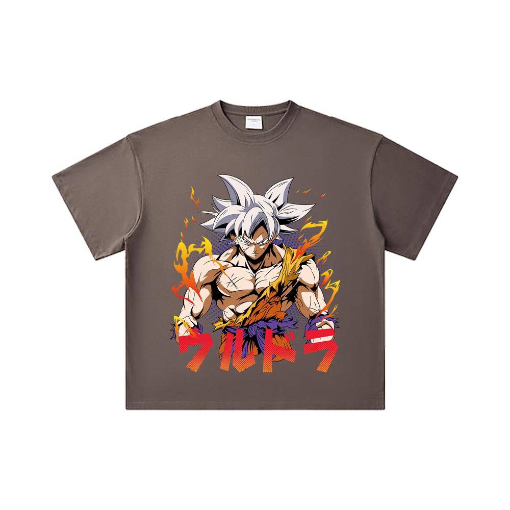260 GSM Double Yarn 32 Count 100% Cotton Dragon Ball V11 Goku Ultra Print Unisex Heavy Cotton T Shirt