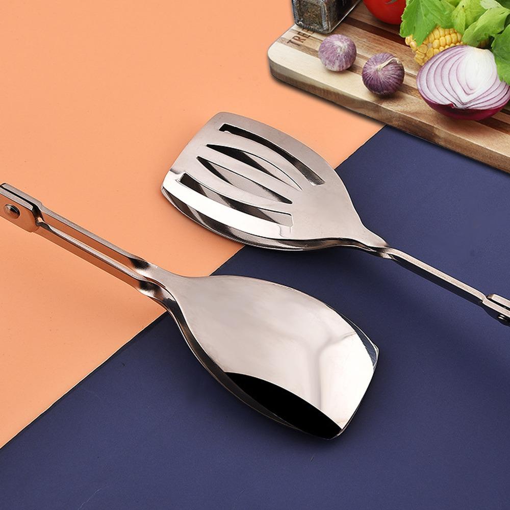 2 PCS Silver Food Tongs Stainless Steel Buffet Tongs Practical Serving Tongs Salad Cake Bread