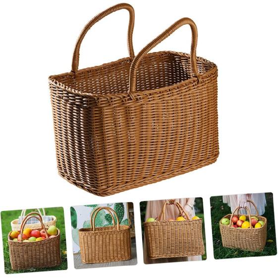 BESPORTBLE 1pc Woven Basket Outdoor Basket Baskets Basket for Fruit Large Woven Baskets for Storage Flower Woven Basket Wicker Basket with Plastic