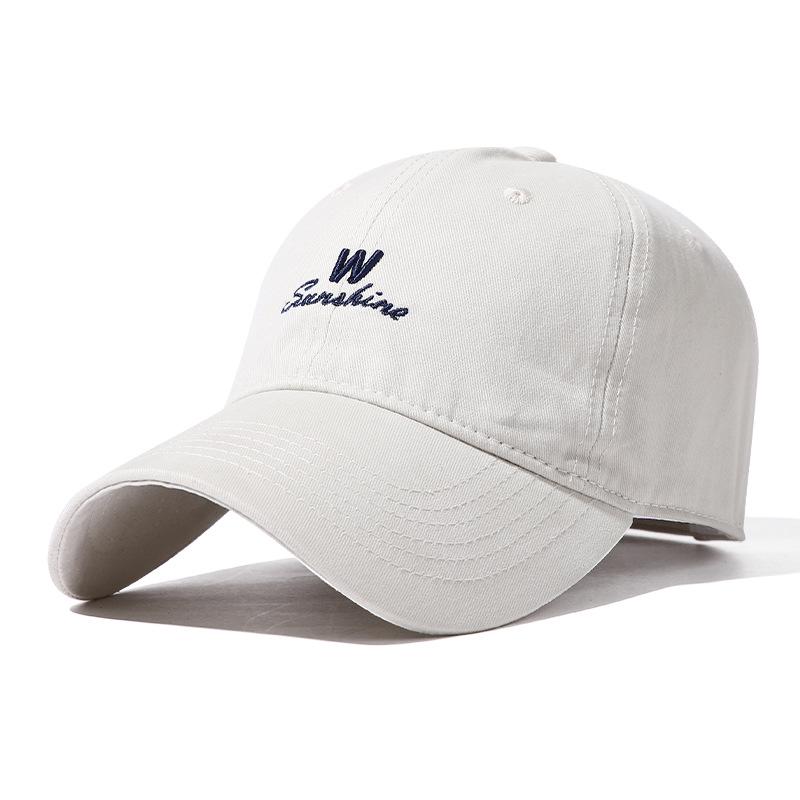 Unisex Pure Cotton Duckbill Baseball Cap - Large Size, Letter Embroidery, Face Slimming, Sun Protection, Ideal for Spring/Summer.