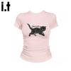 CHOCOOLATEit Cat Print Short Sleeve T-Shirt