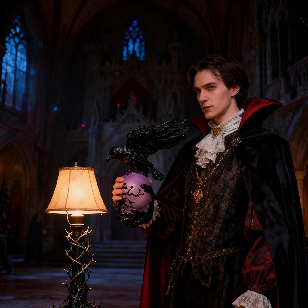 Crow Light Gothic Violet Led Fantasy Household Decoration Glowing Orb Raven Lamp For Living Room Household Dorm Apartment Nightstand