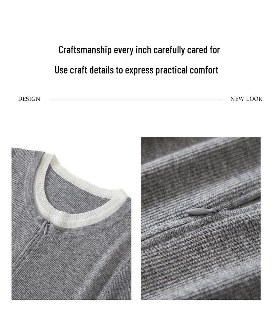 Women's Half-Zip Round Neck Wool Two-Piece Sweater - Spring/Autumn 2026 Edition