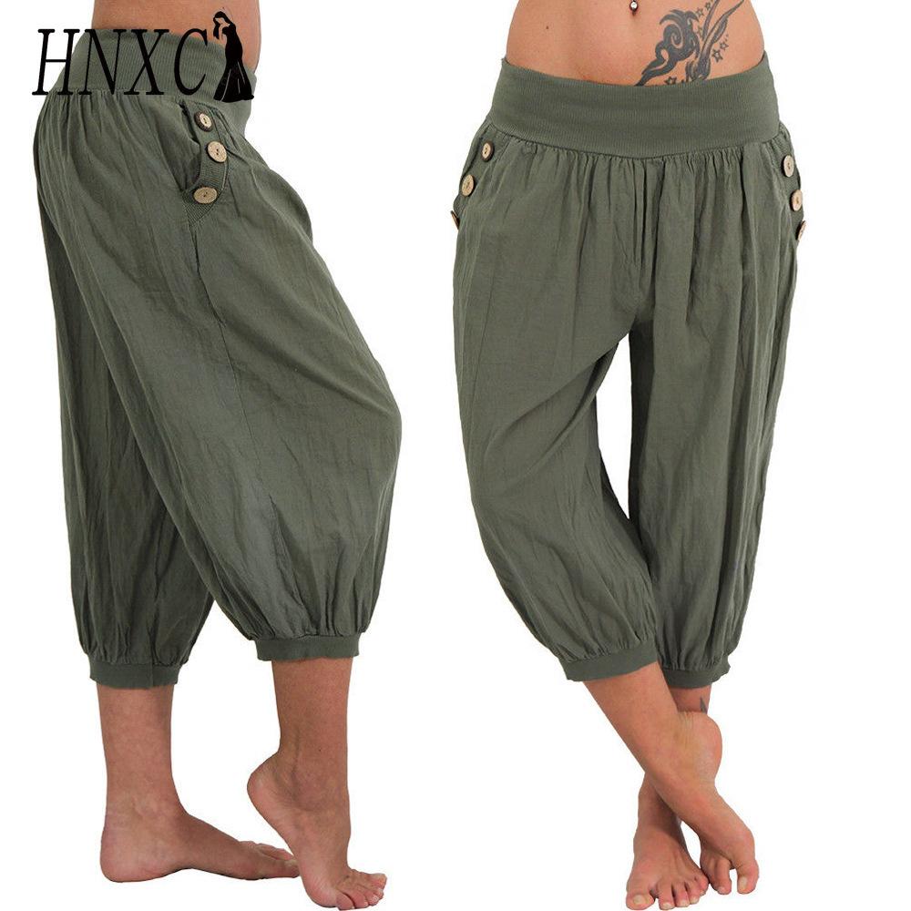 

HNXC Летние женские прохладные брюки Повседневные свободные широкие штаны больших размеров Удобные брюки для отдыха XXXL зелёный