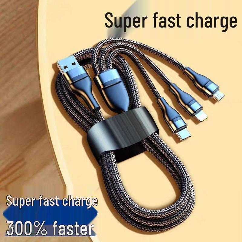 240W Fast Charging 3-in-1 Cable for Apple 13, Android, and Type-C.