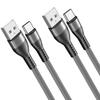 Lot-2 USB-C Cable 1M Fast Charging 3A for Samsung Galaxy - BOOLING - Grey Braided Nylon