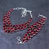 Natural Mozambique Garnet Gemstone 925 Sterling Silver Jewelry Set u3U30