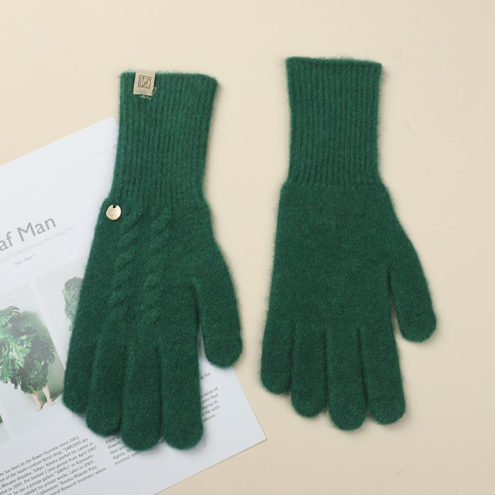 

Перчатки для женщин на осень и зиму, утолщенные теплые студенческие вязаные перчатки, корейские милые универсальные пряжные перчатки для электровелосипеда One size