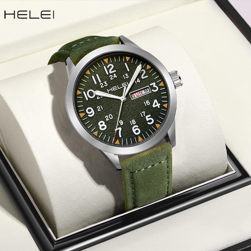 Mens Watch Classic Tactical Analog Quartz Watches Luminous Markers Day & Date Waterproof Casual Dress Watch