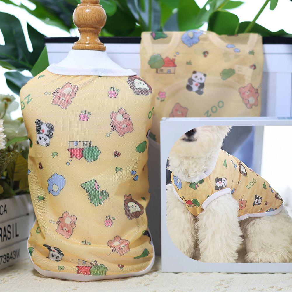 Desene animate drăguț animal de companie vestă subțire cățeluș vară respirabil plasă îmbrăcăminte pentru pisici câini pisică jachetă haine pentru câini mici