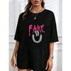 Cropped T Shirt White Fake Hand Sign Print Casual Streetwear Top For Women