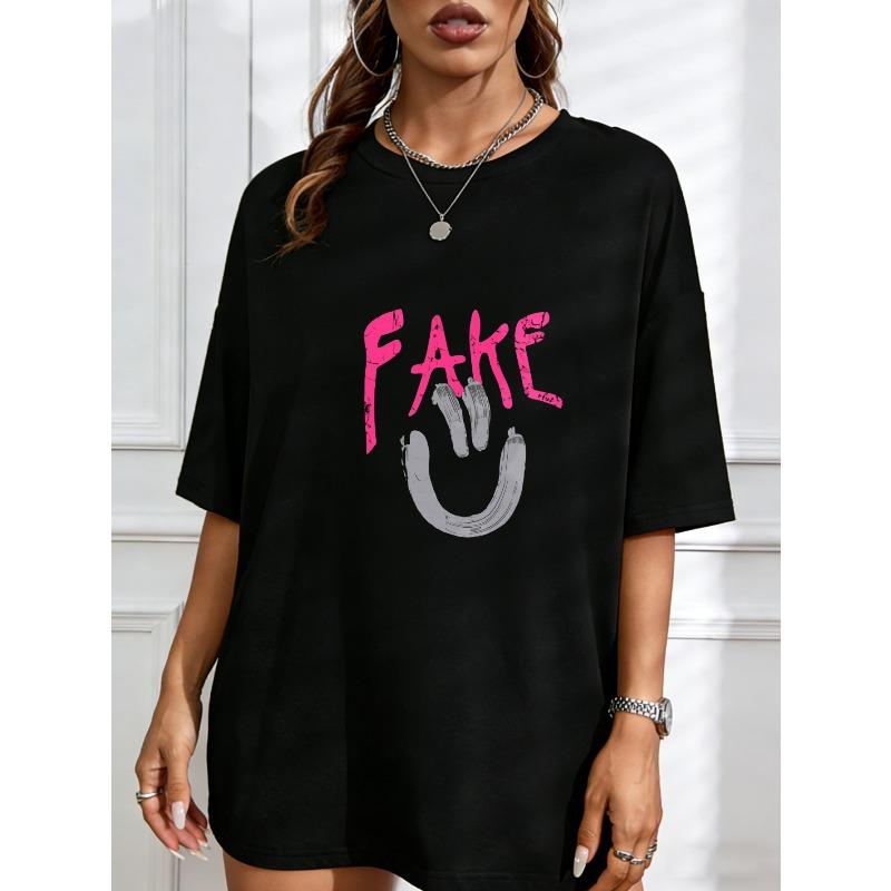 

Cropped T Shirt White Fake Hand Sign Print Casual Streetwear Top For Women S