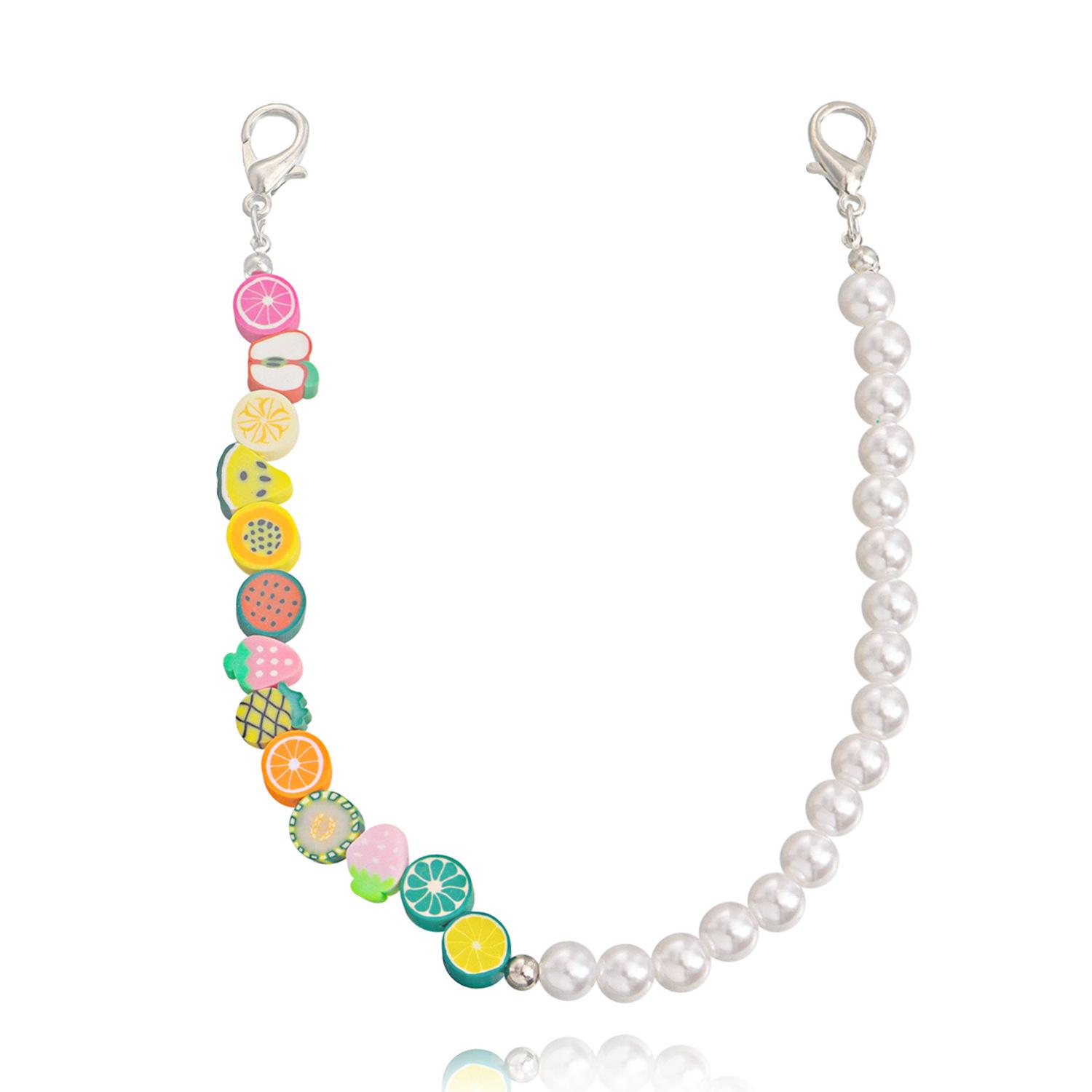 

Hot-selling jewelry in Europe and America, colored soft pottery fruit imitation pearl shoe chain accessories ins simple creative anklet shoe