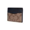 New COACH Card Case Coated Canvas With Leather Card Holder, Wallet Men's Black & Tan Khaki Monogram 58110-QBTN2