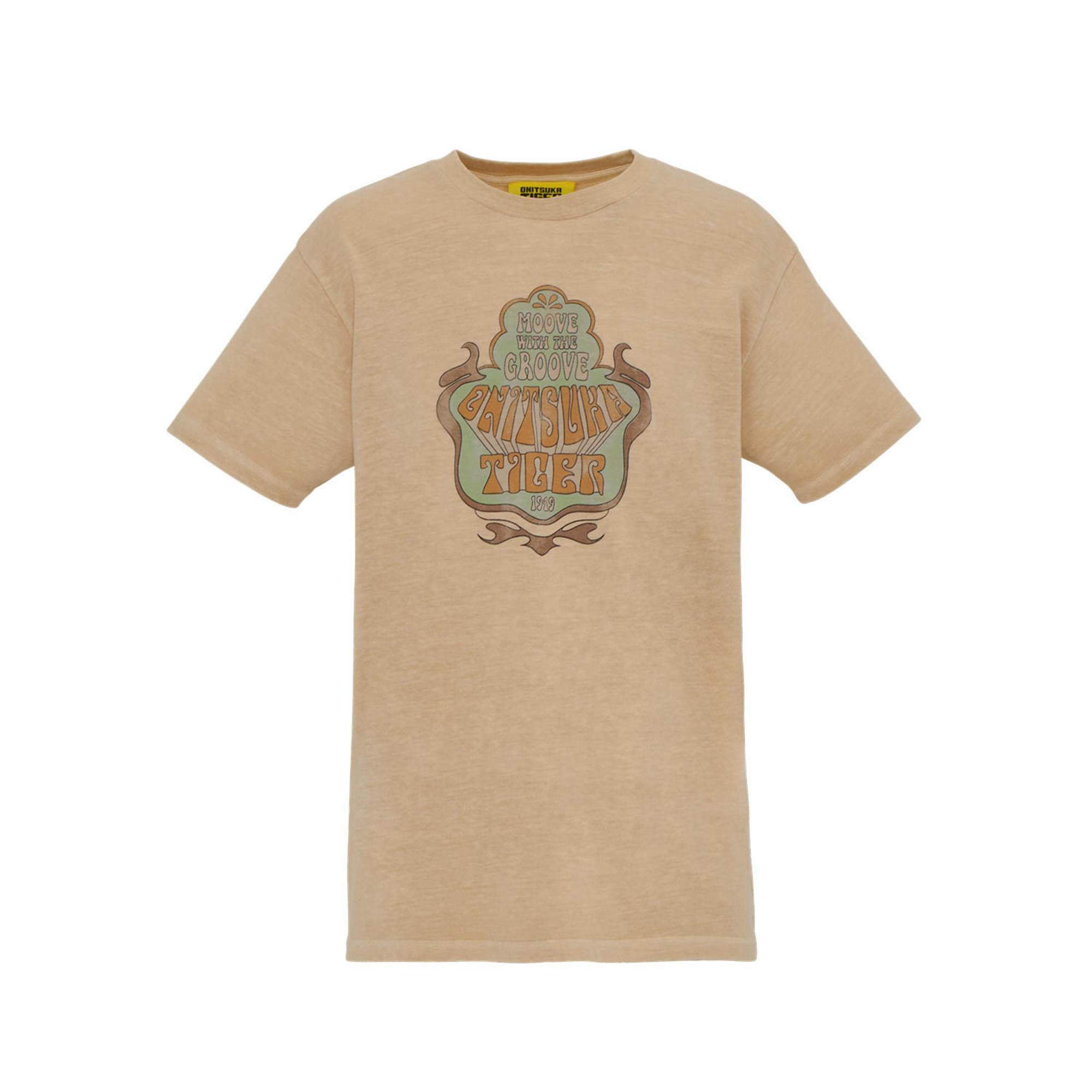 Onitsuka Tiger Denivita Series Graphic Tee Comfortable Printed Crew Neck Short Sleeve T-Shirt Men tops Beige 2181B182-250 S