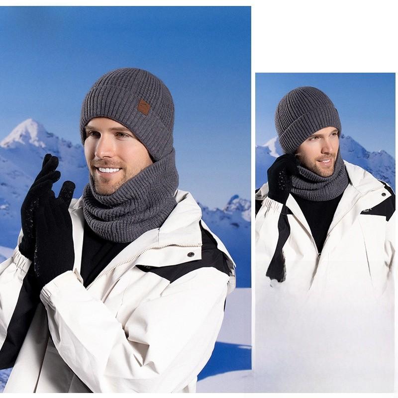 Winter Knit Hat Scarf Set For Men With Warmth Protection