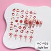 Festive 3D Apple & Cherry Bow Nail Stickers with Cartoon Cat Design
