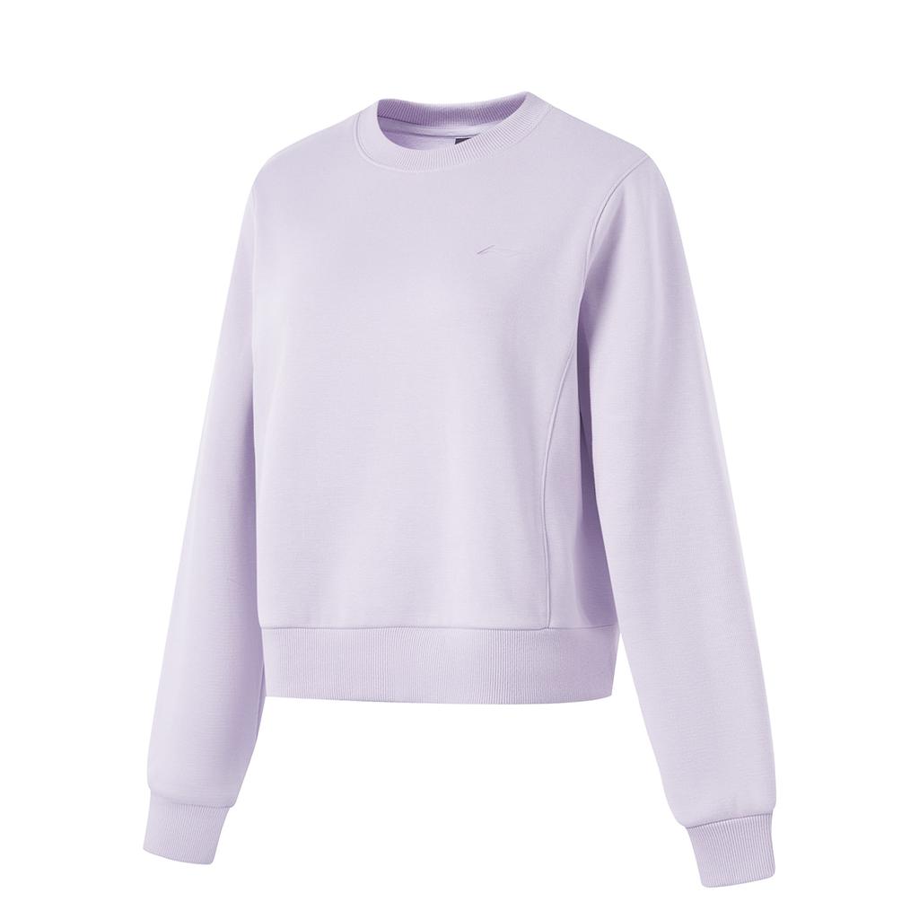 Li-Ning Comfortable Breathable Fleece Casual Sweatshirt Women Tops Sea-Salt-Purple AWDU638-3