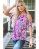 Azura Exchange Lavender Floral Print Cold Shoulder Blouse