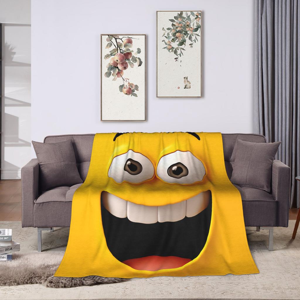 Happy Cartoon Face Meme Flannel Blanket Adults Comfortable Bedding Throws Spring Chair Bedspread Sofa Bed Cover