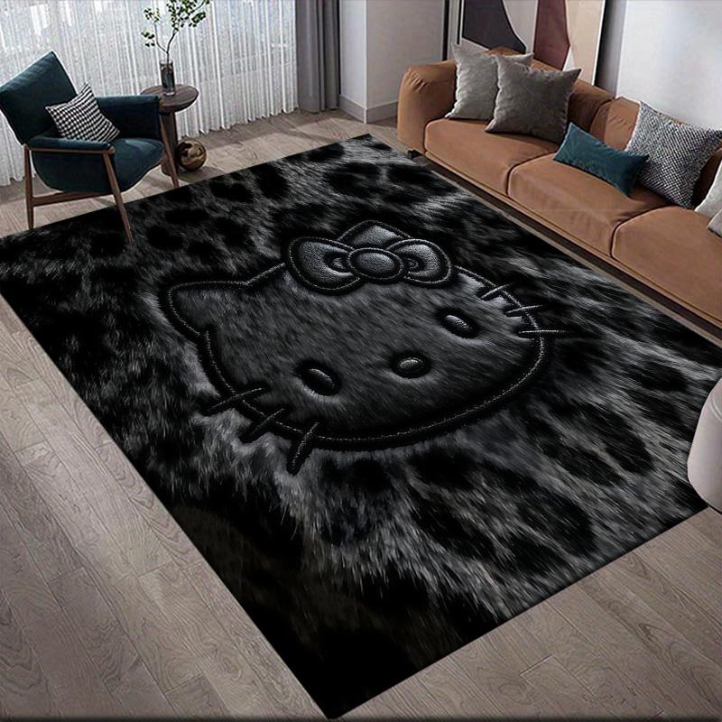 Hello Kitty2 Flannel Pattern Square Carpet,Area Rug,Carpet Rug for Living Room Bedroom Sofa Playroom Decor,Non-slip Floor Mat