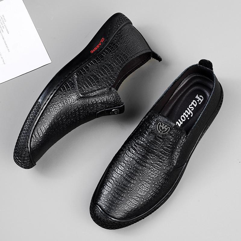 Echtes Leder Herren Slipper Neu Bequeme Herren Fahr-Flats Luxusmarke Herren Freizeitschuhe Krokodilmuster Herren Mokassins