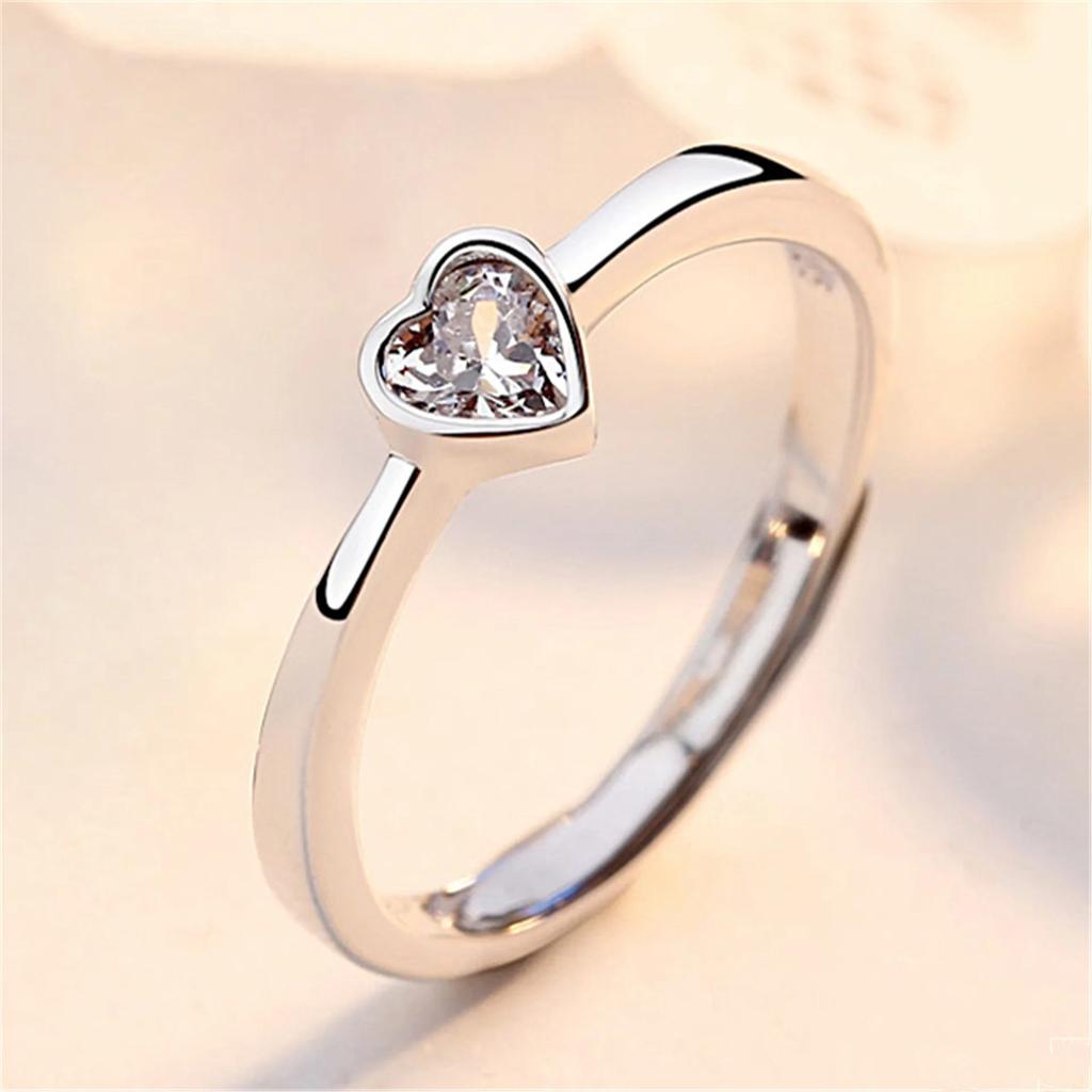 2Pcs/sets Zircon Heart Matching Couple Rings Set Forever Endless Love Wedding Ring for Women Men Charm Jewelry Vintage