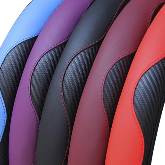 Steering Cover Tight Stitch Eco-friendly Decorative Faux Leather Anti Slip Steering Wheel Cover for Decoration