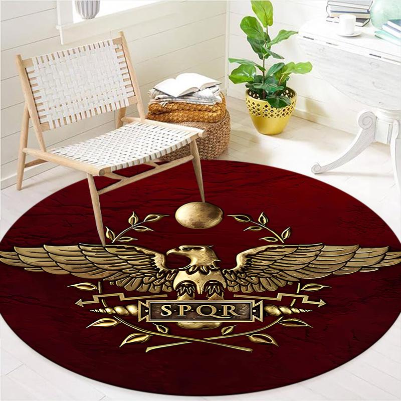 Roman SPQR Round Area Rug,Carpet Rug for Living Room Bedroom Sofa Playroom Decor,Non-slip Floor Mat