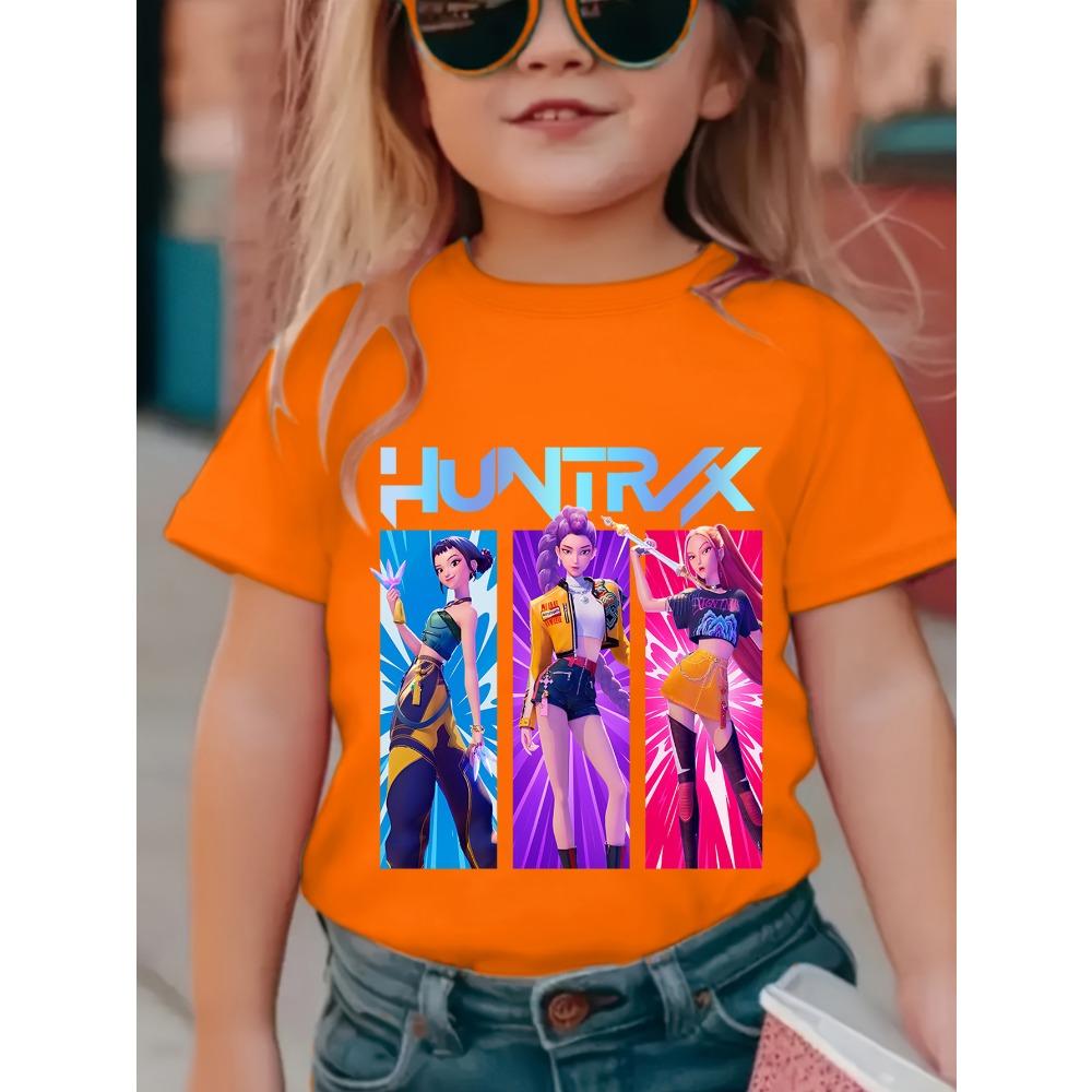 

Женская футболка в стиле K-pop и аниме, милый модный повседневный топ с принтом, короткий рукав, для девочек, мягкий, удобный, свободный, летняя повседневная одежда 110
