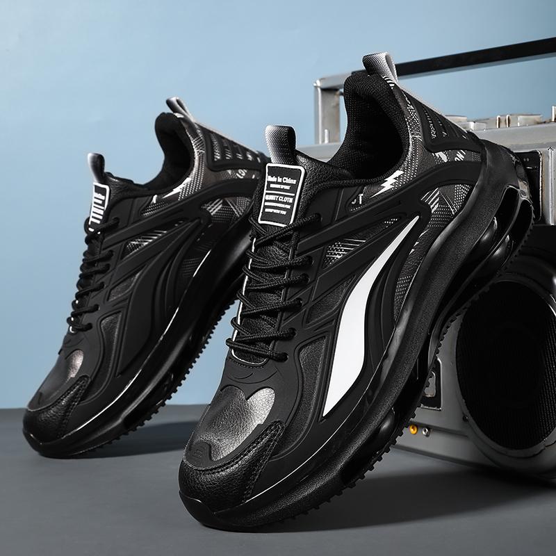 Men’s White Height Increase Street Style Sport Running Black Thick Sole Sneakers Retro Basketball Shoes Large Size for Students