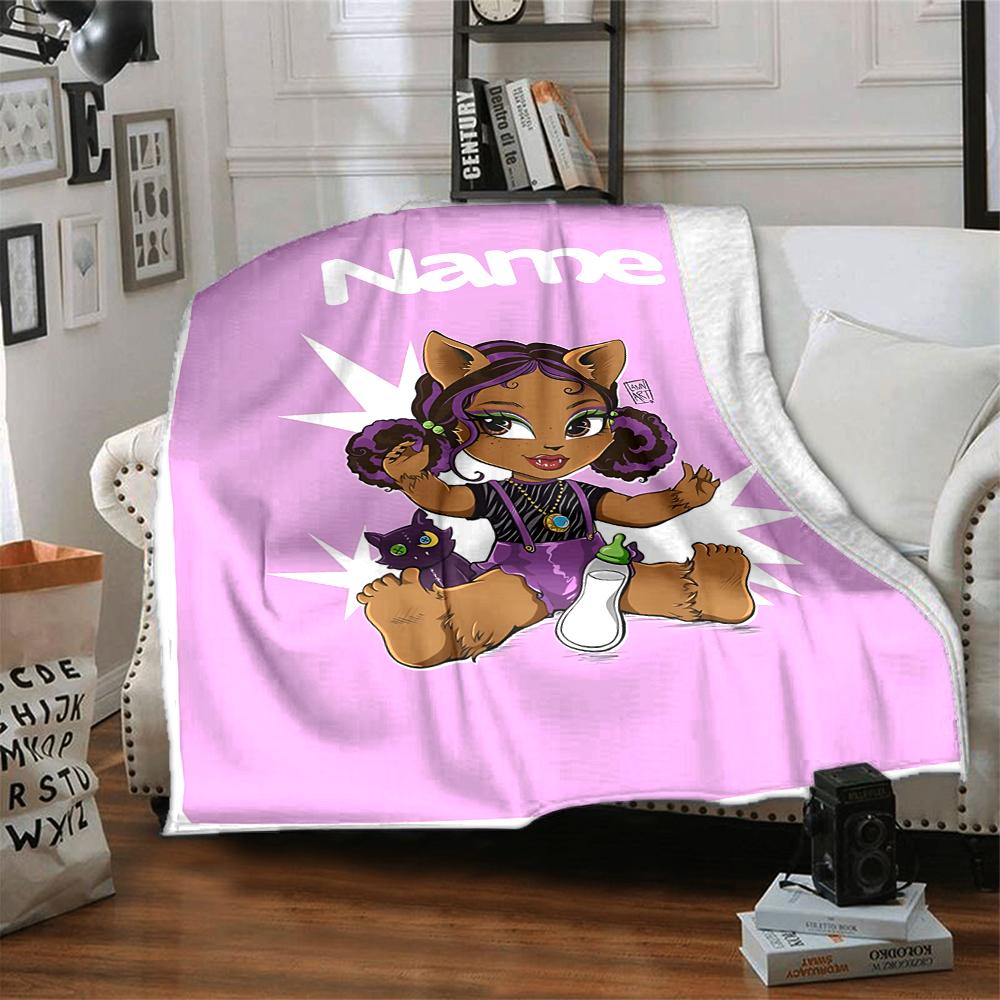 Custom Name Unicorn Pink Flowers Blanket for Couch & Bed, Plush Cozy Fuzzy Blanket Super Soft & Warm Blankets for Fall and Winter. 0908151
