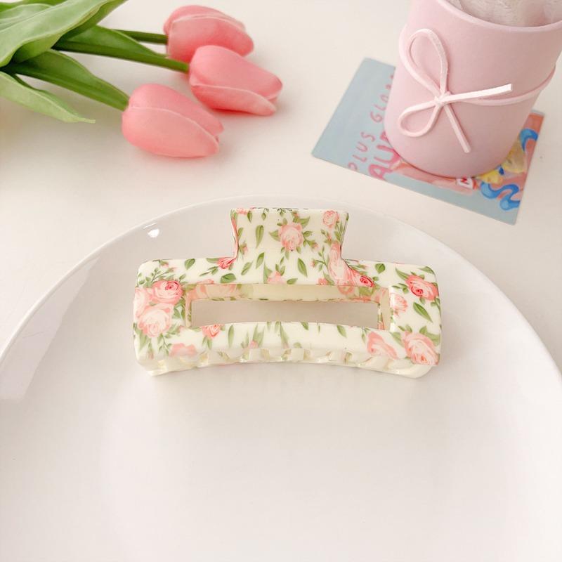 Printed Grab Clip Sweet Updo Shark Clip High-end Girl's Hair Clip and Hair Accessory