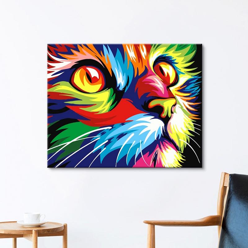 Vibrant Abstract Tiger And Lion Canvas Art For Modern Living Room Decor 40x30cm