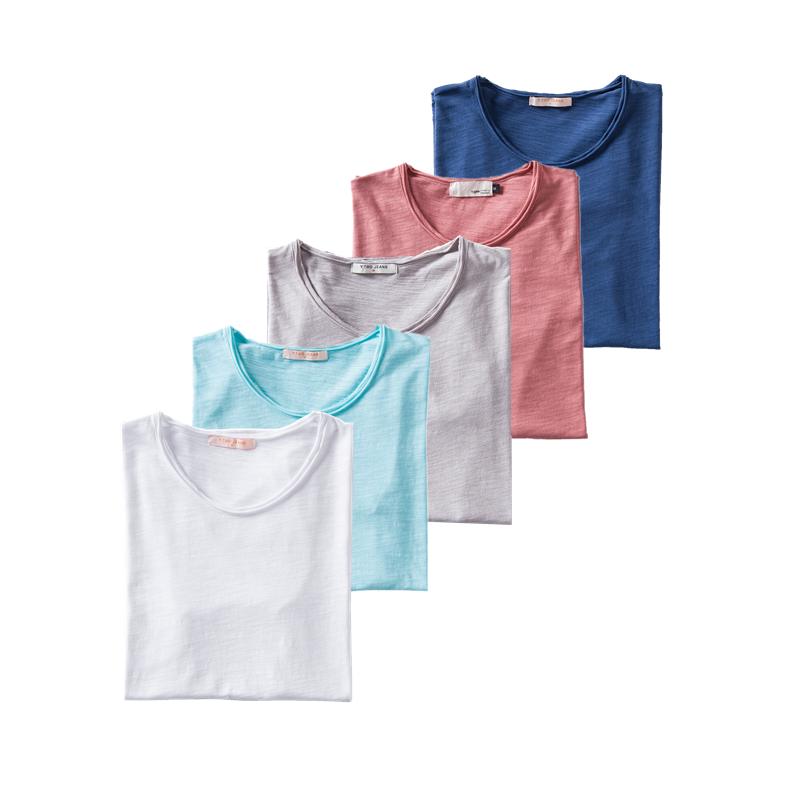 5PCS/SET Summer 100% Cotton O-neck Mens T-shirts Casual Style Short Sleeve Solid T Shirt Men 10 Colors Male Tops Tees