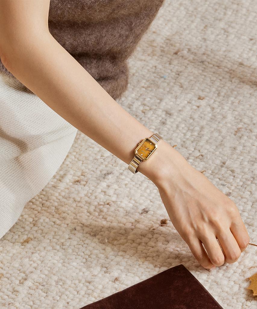 Lollalojeu Ms. Lola Tiger'S Eye Brown Metal Watch Leather Strap Set