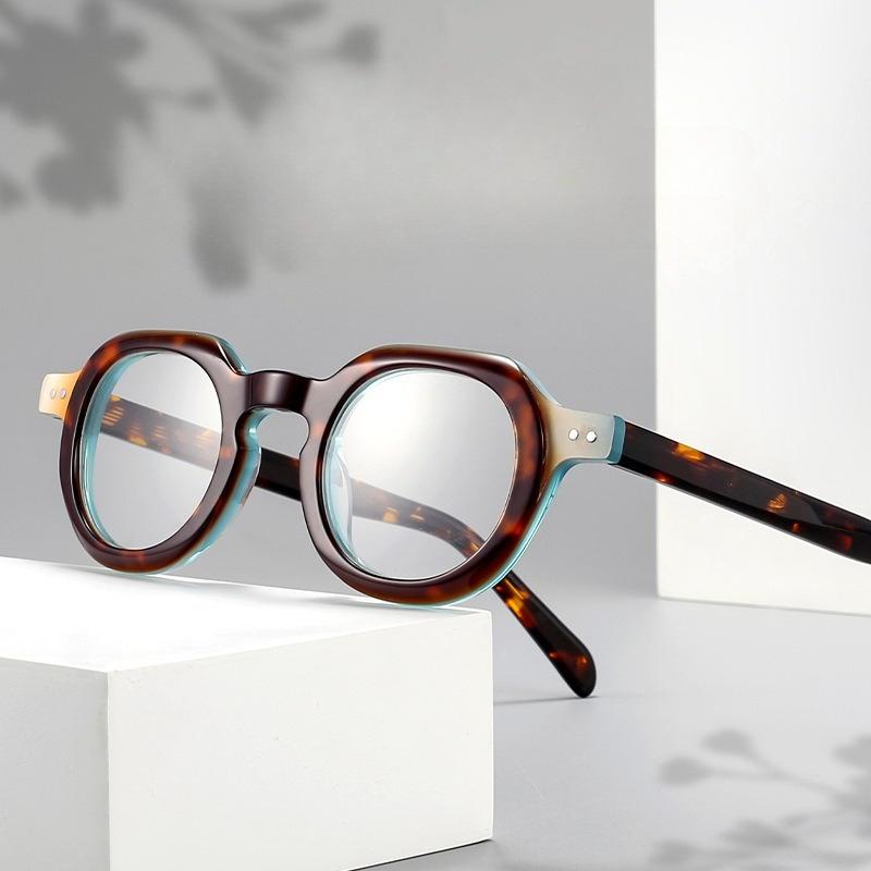 Fashion Retro Handmade Acetate Glasses Frame Women Optical Prescription Custom Eyeglass Classic Round Men Myopia Reading Eyewear
