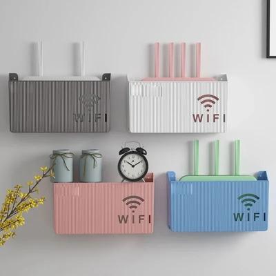 Wandmontiertes Drahtloses WLAN-Router-Regal ABS-Kunststoff Aufbewahrungsbox Router-Halterung Kabel Stromhalterung Organizer-Box für Wohnzimmer
