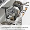 Pot Lid Holder Countertop Organizer Shelf Strong Load-bearing Adjustable Design Expandable Kitchen Storage Rack