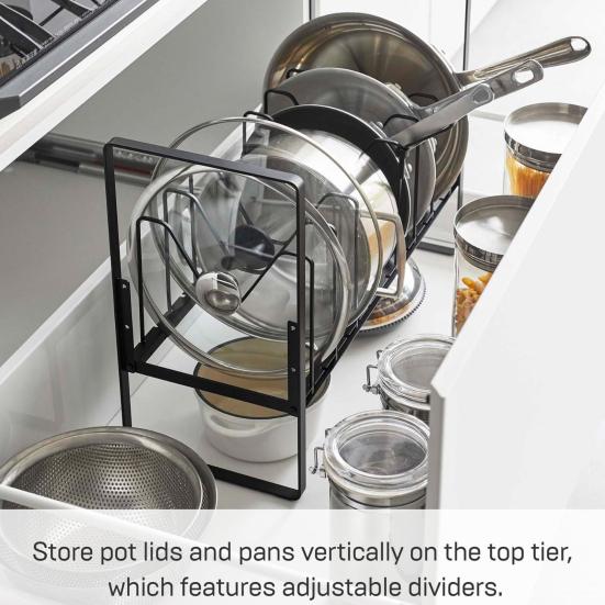 Pot Lid Holder Countertop Organizer Shelf Strong Load-bearing Adjustable Design Expandable Kitchen Storage Rack