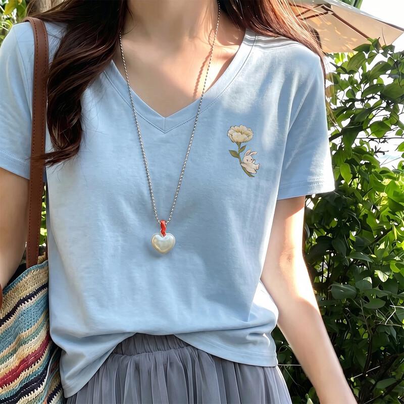 XueZhongFei Women's V-Neck Antibacterial Cooling T-Shirt