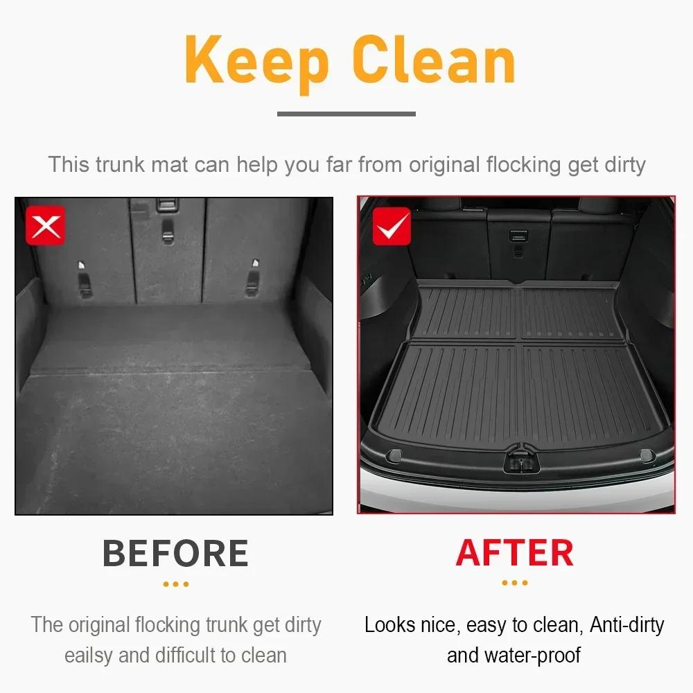 For Tesla Model Y 2024 Front Rear Trunk Mat TPE Lower Storage Box Pads Protective Cover Cargo Liner Trunk Tray Floor Mat