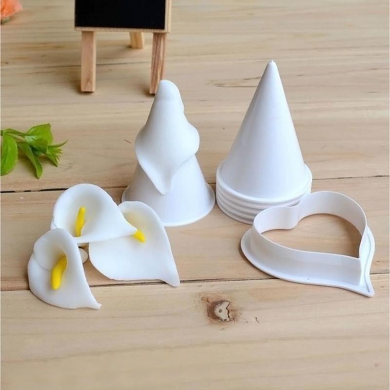 6 pçs/conjunto Molde de Bolo de Flor Copo de Leite de Plástico Cortador de Biscoito Fondant Molde para Decoração de Bolo DIY Casamento