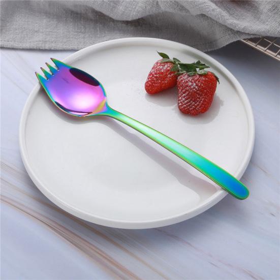 Nudeln Gabel 2 in 1 Antihaft Edelstahl Keine rauen Kanten Tragbare Salatspork für Zuhause