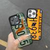 Retro Vintage License Plate Phone Case Wireless Charging PC+TPU For iPhone 11 12 13 14 15 16 17 Pro Max Plus Case