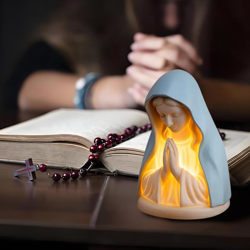 Virgin Mary Prayer Night Light, Elegant Religious Statue Lamp, Led Devotional Table Lamp, Soft Eye Protection Night Lights